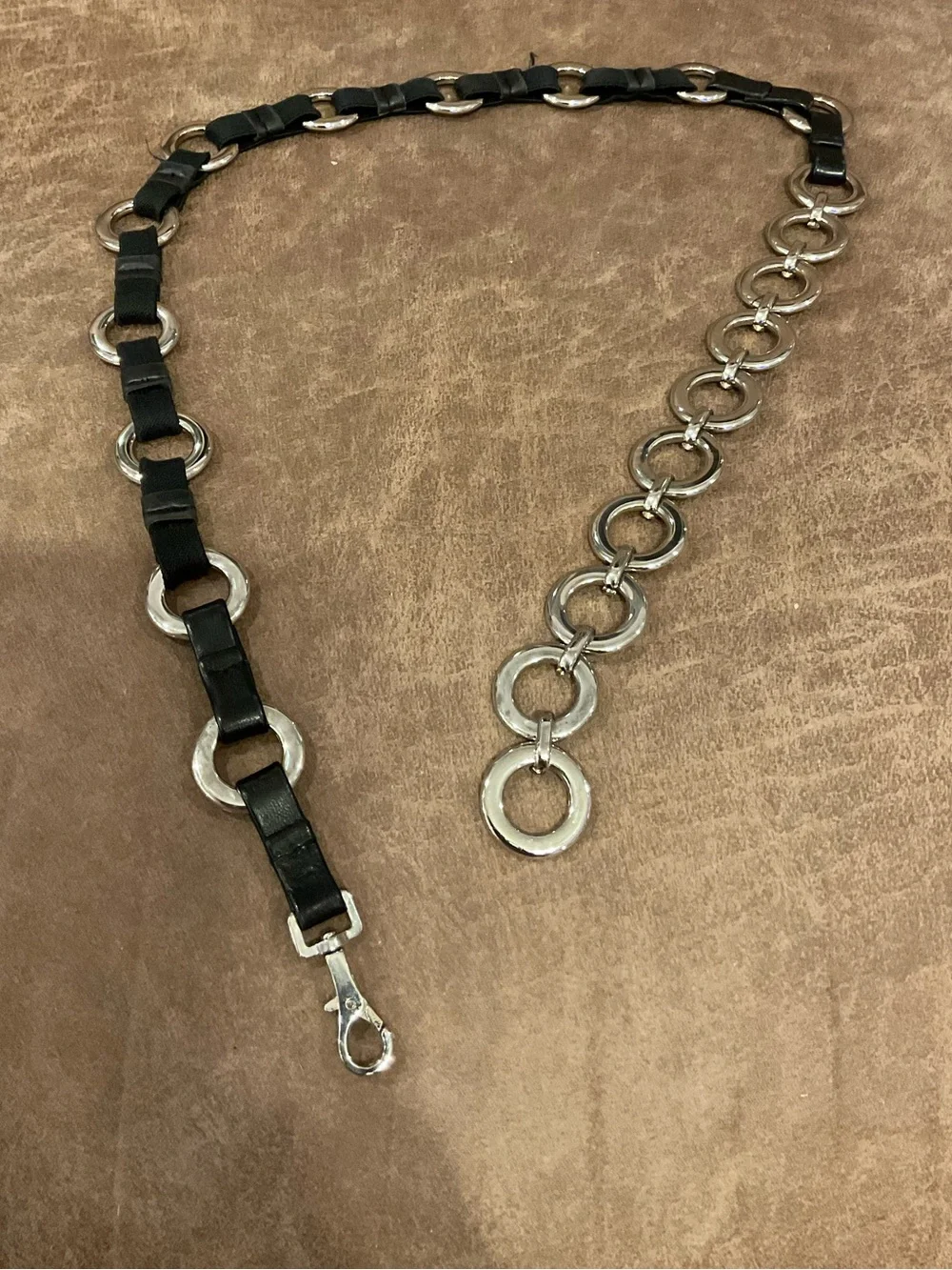 Black and Silver Chain Belt